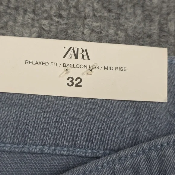 Zara The Baggy Cargo Pant Women's 32 (USA 0) Gray-Blue Balloon Leg Mid Rise NWT - Picture 6 of 15